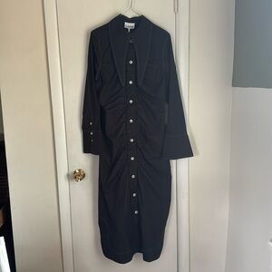 GANNI Pointed Collar Mini Shirt Dress